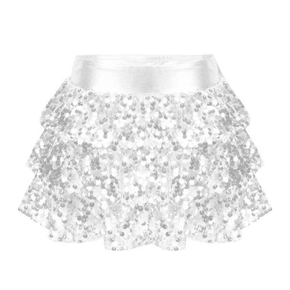 Girls Tiered Ruffle Dance Metallic Shiny Shorts (Age 4-16 YEARS)