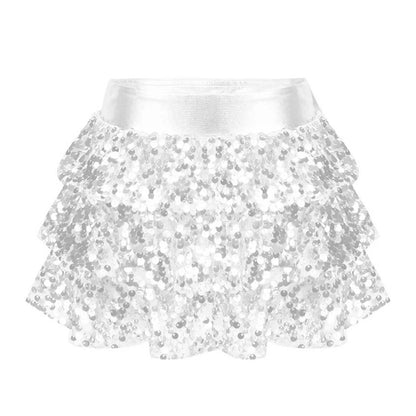 Girls Tiered Ruffle Dance Metallic Shiny Shorts (Age 4-16 YEARS)