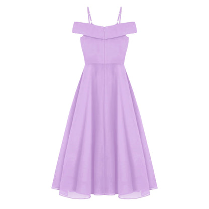 Girls Chiffon Off-the-Shoulder A-Line Maxi Dress (Age 4-16YRS)