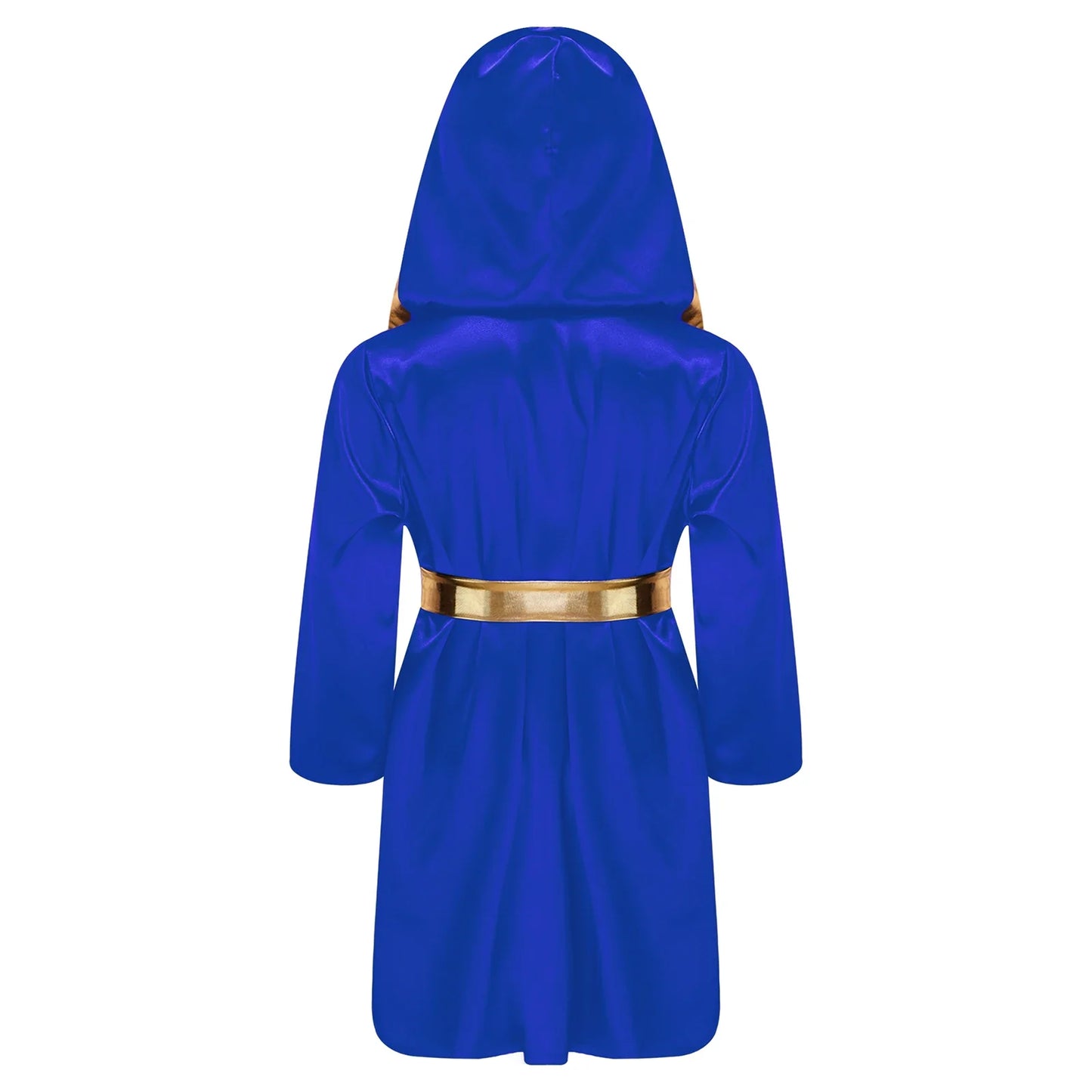 Boys Boxing Robe Costume Long Sleeve Hooded Cloak (Age 6-16YRS)