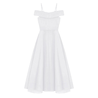 Girls Chiffon Off-the-Shoulder A-Line Maxi Dress (Age 4-16YRS)