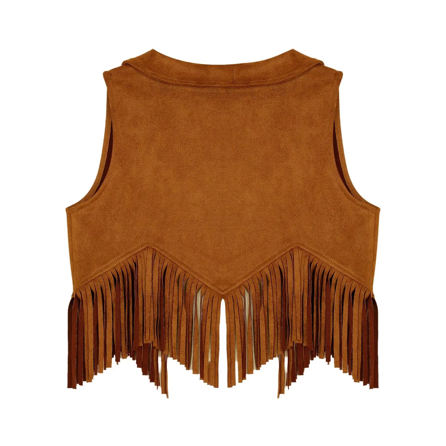 Girls Western Cowboy Suede Open Front Tassels Waistcoat (Age 6-16YRS)