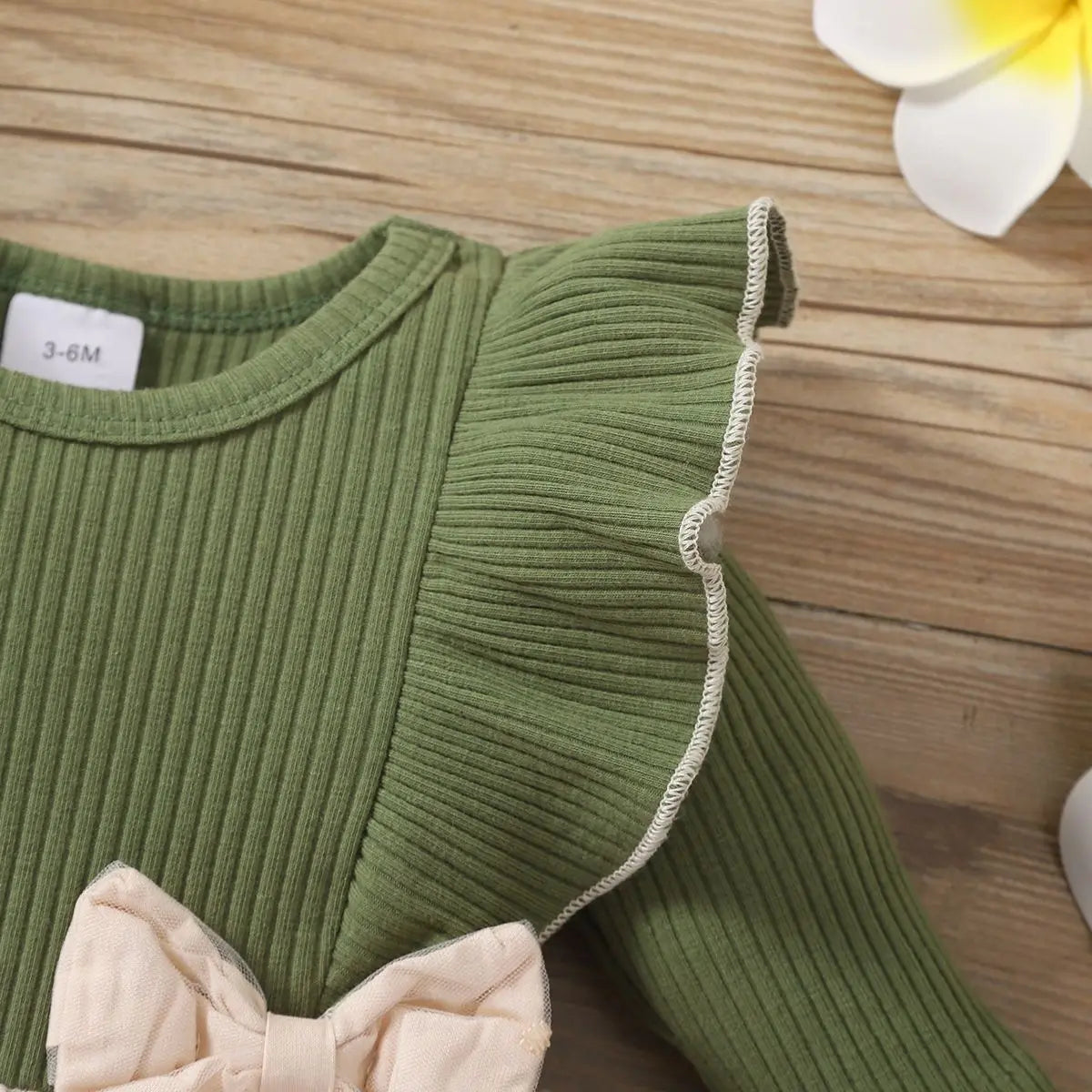 Baby/Toddler Girls Green Long Sleeved Flower Mesh Dress (Age 3M-4YRS)