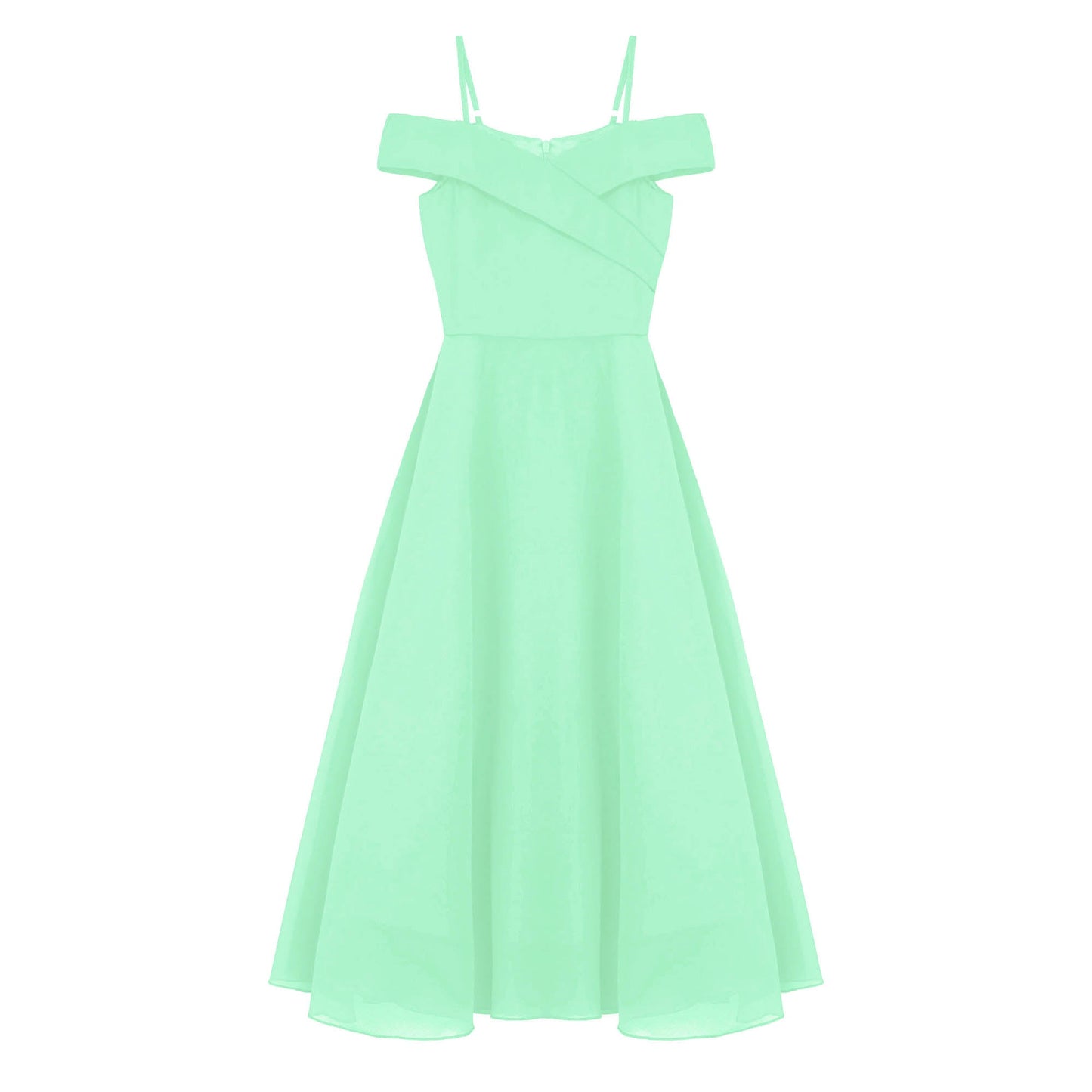 Girls Chiffon Off-the-Shoulder A-Line Maxi Dress (Age 4-16YRS)