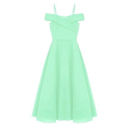 Girls Chiffon Off-the-Shoulder A-Line Maxi Dress (Age 4-16YRS)
