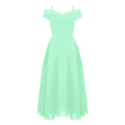 Girls Chiffon Off-the-Shoulder A-Line Maxi Dress (Age 4-16YRS)