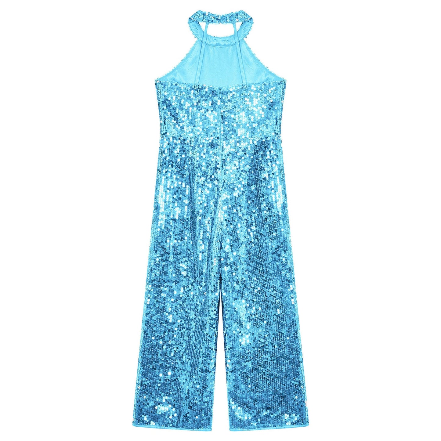 Girls Dance Sequin Sleeveless Halter Jumpsuit (Age 6-14YRS)