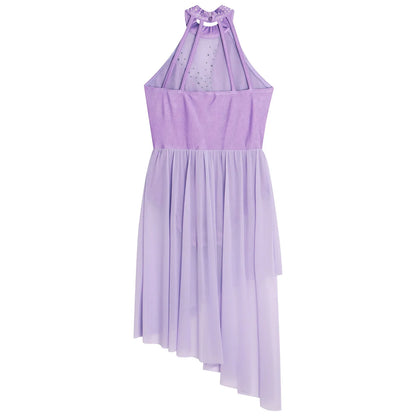 Girls Dance Sleeveless Rhinestones Applique Dress (Age 6-14 YRS)