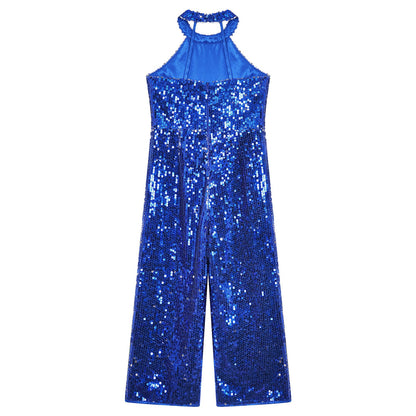 Girls Dance Sequin Sleeveless Halter Jumpsuit (Age 6-14YRS)