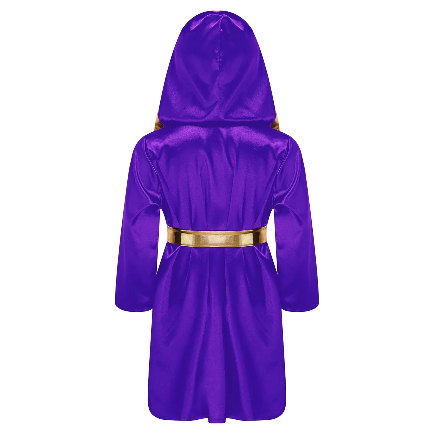 Boys Boxing Robe Costume Long Sleeve Hooded Cloak (Age 6-16YRS)