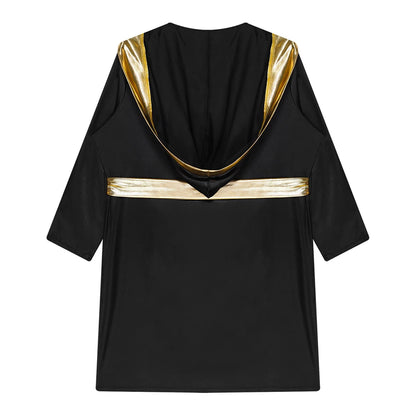 Boys Boxing Robe Costume Long Sleeve Hooded Cloak (Age 6-16YRS)