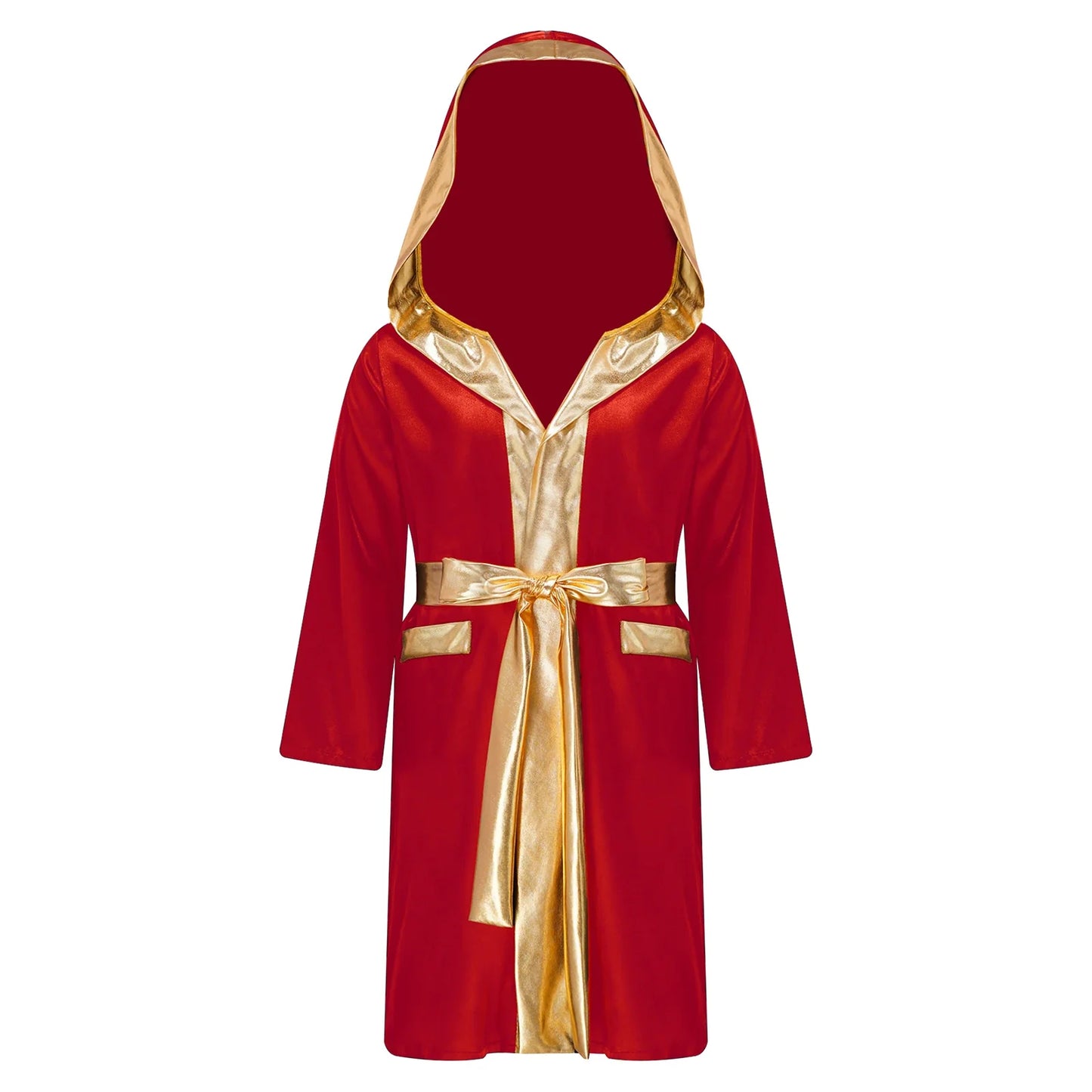 Boys Boxing Robe Costume Long Sleeve Hooded Cloak (Age 6-16YRS)