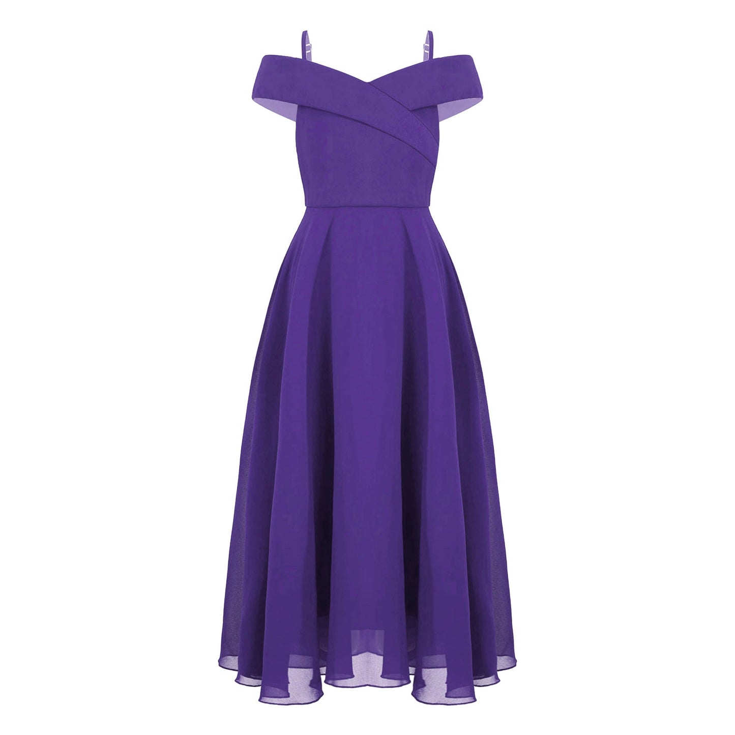 Girls Chiffon Off-the-Shoulder A-Line Maxi Dress (Age 4-16YRS)