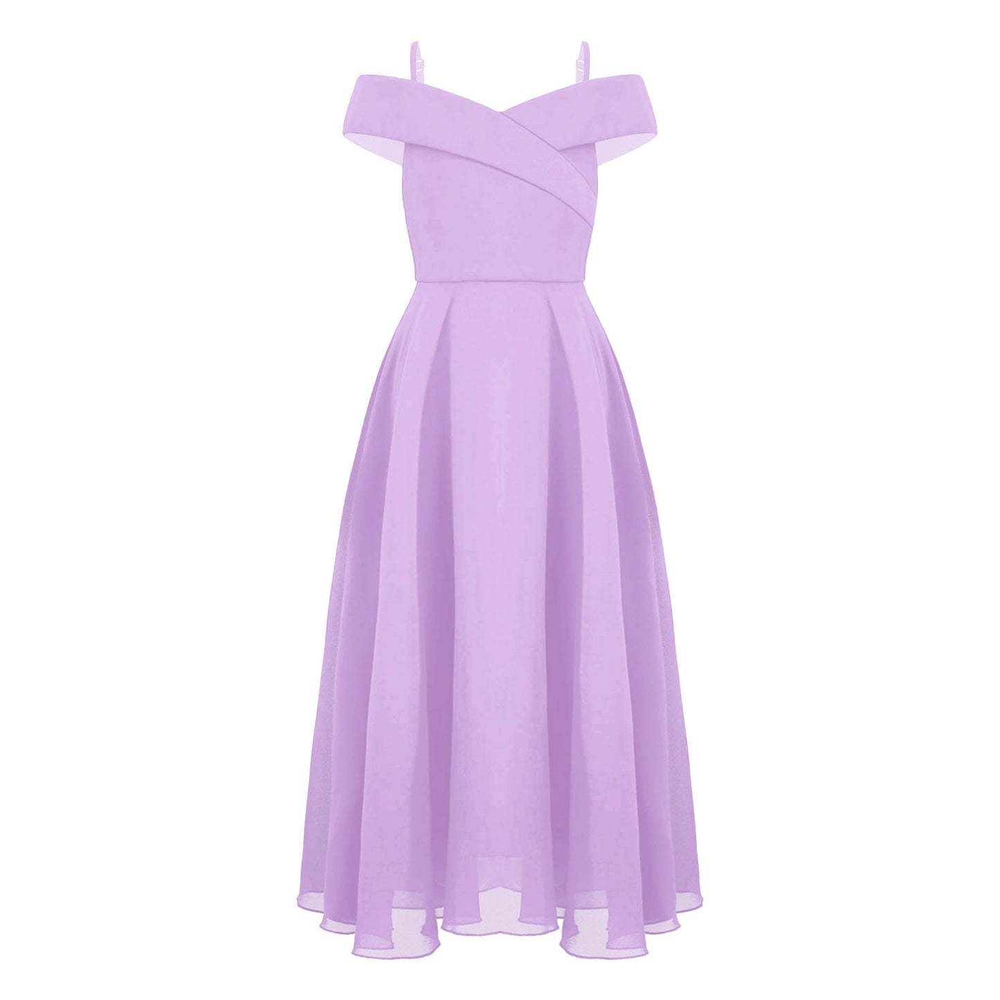 Girls Chiffon Off-the-Shoulder A-Line Maxi Dress (Age 4-16YRS)