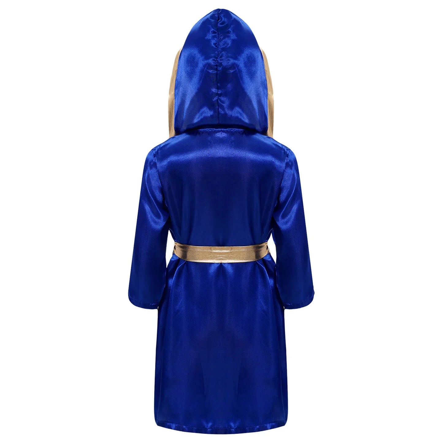 Boys Boxing Robe Costume Long Sleeve Hooded Cloak (Age 6-16YRS)