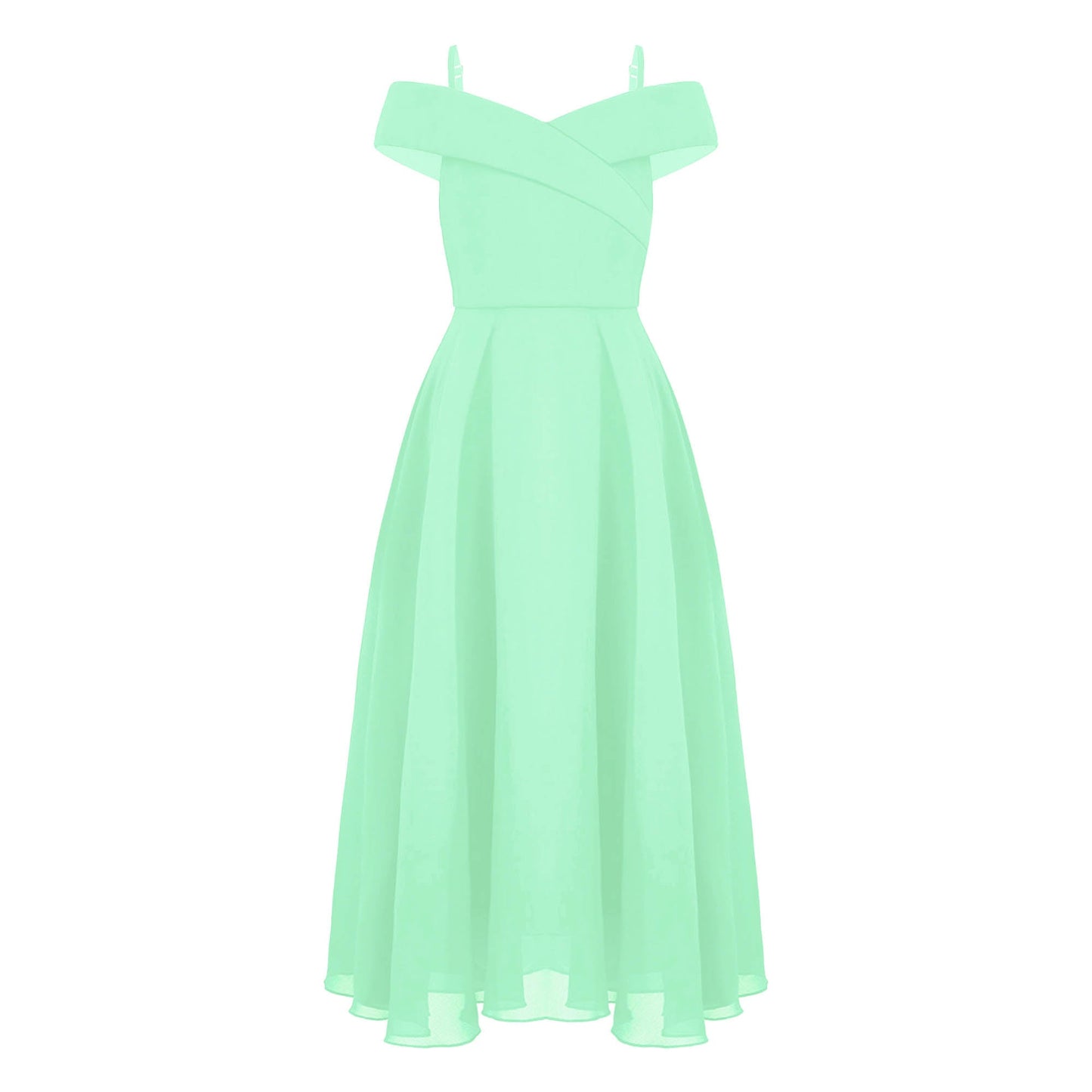 Girls Chiffon Off-the-Shoulder A-Line Maxi Dress (Age 4-16YRS)