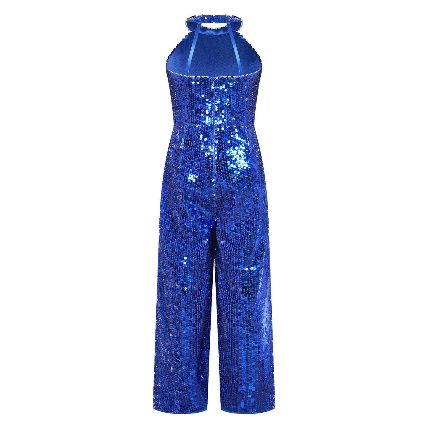 Girls Dance Sequin Sleeveless Halter Jumpsuit (Age 6-14YRS)