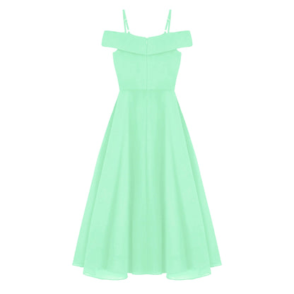 Girls Chiffon Off-the-Shoulder A-Line Maxi Dress (Age 4-16YRS)