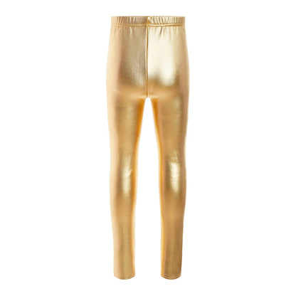 Girls Metallic Warm Fleece-Lined Elastic Waistband Leggings (Age 18M-10 YRS)
