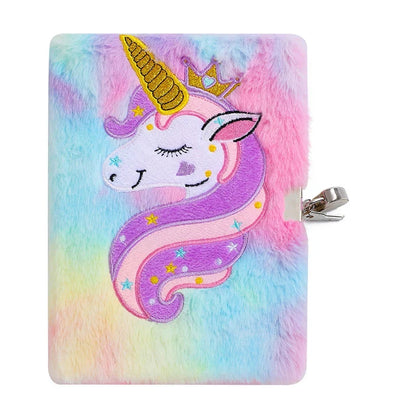 Kids Unicorn Notebook Plush Book With Lock Stationery Gift