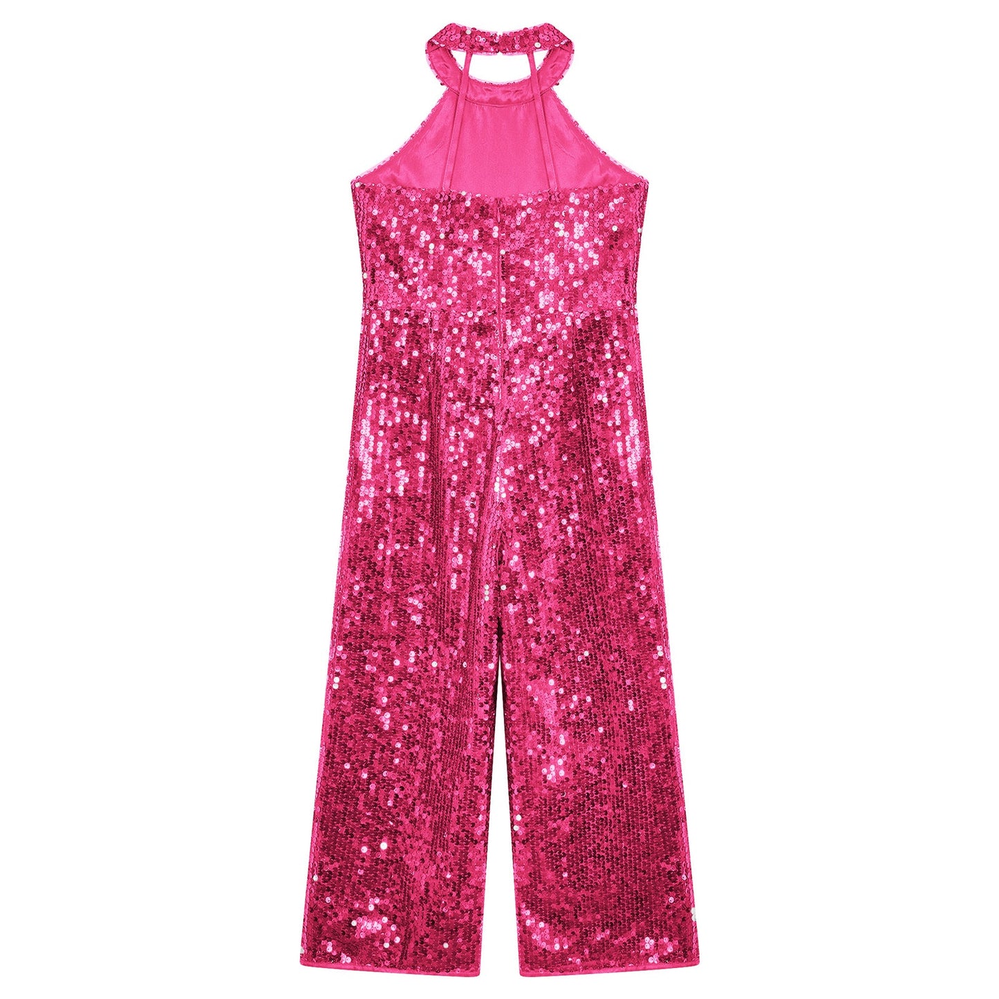 Girls Dance Sequin Sleeveless Halter Jumpsuit (Age 6-14YRS)