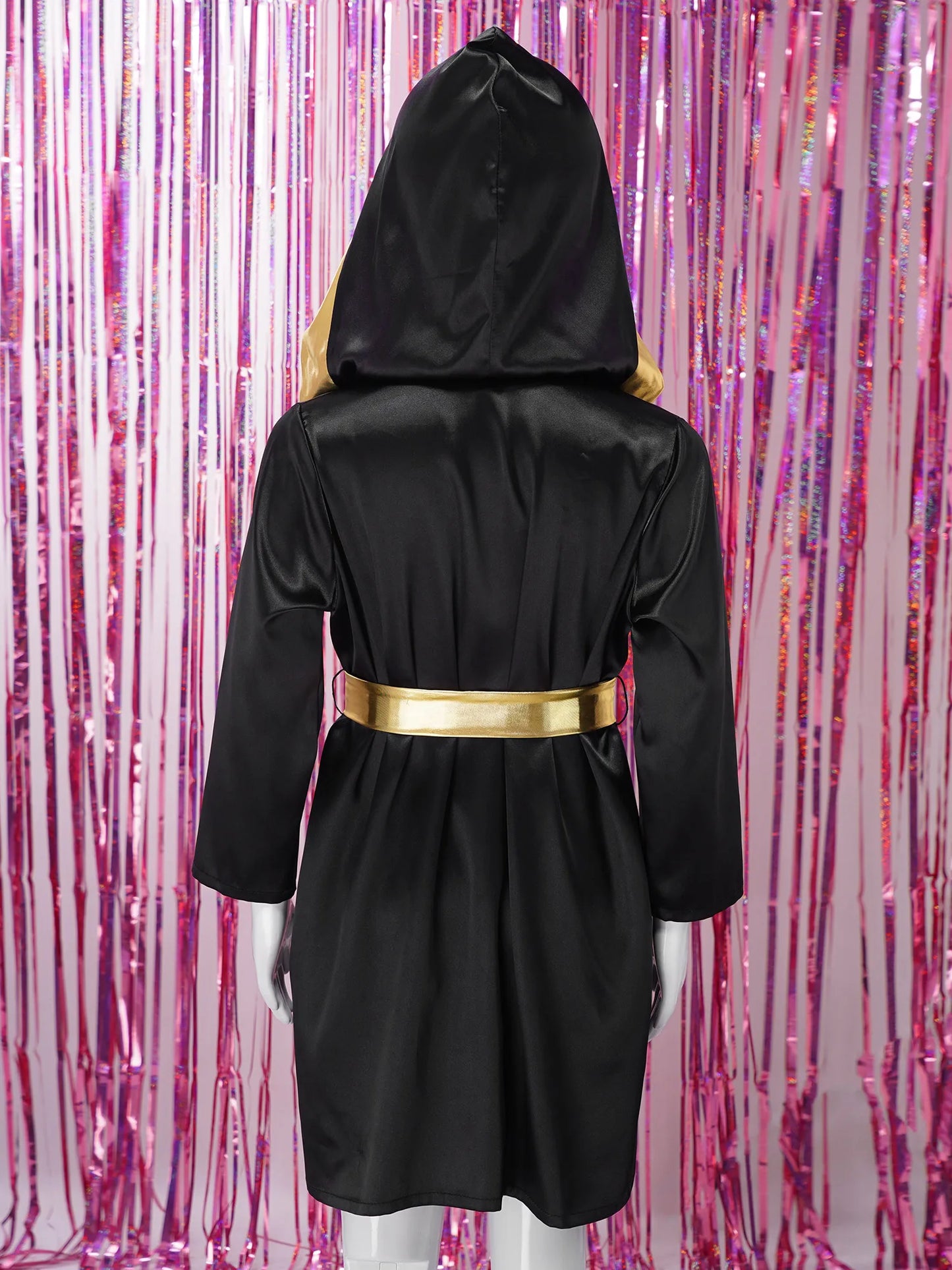 Boys Boxing Robe Costume Long Sleeve Hooded Cloak (Age 6-16YRS)