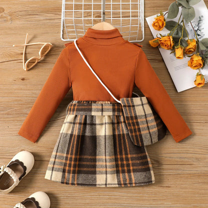 Girls Ruffled Top & Plaid Plaid Skirt Set (Age 24M-6YRS)