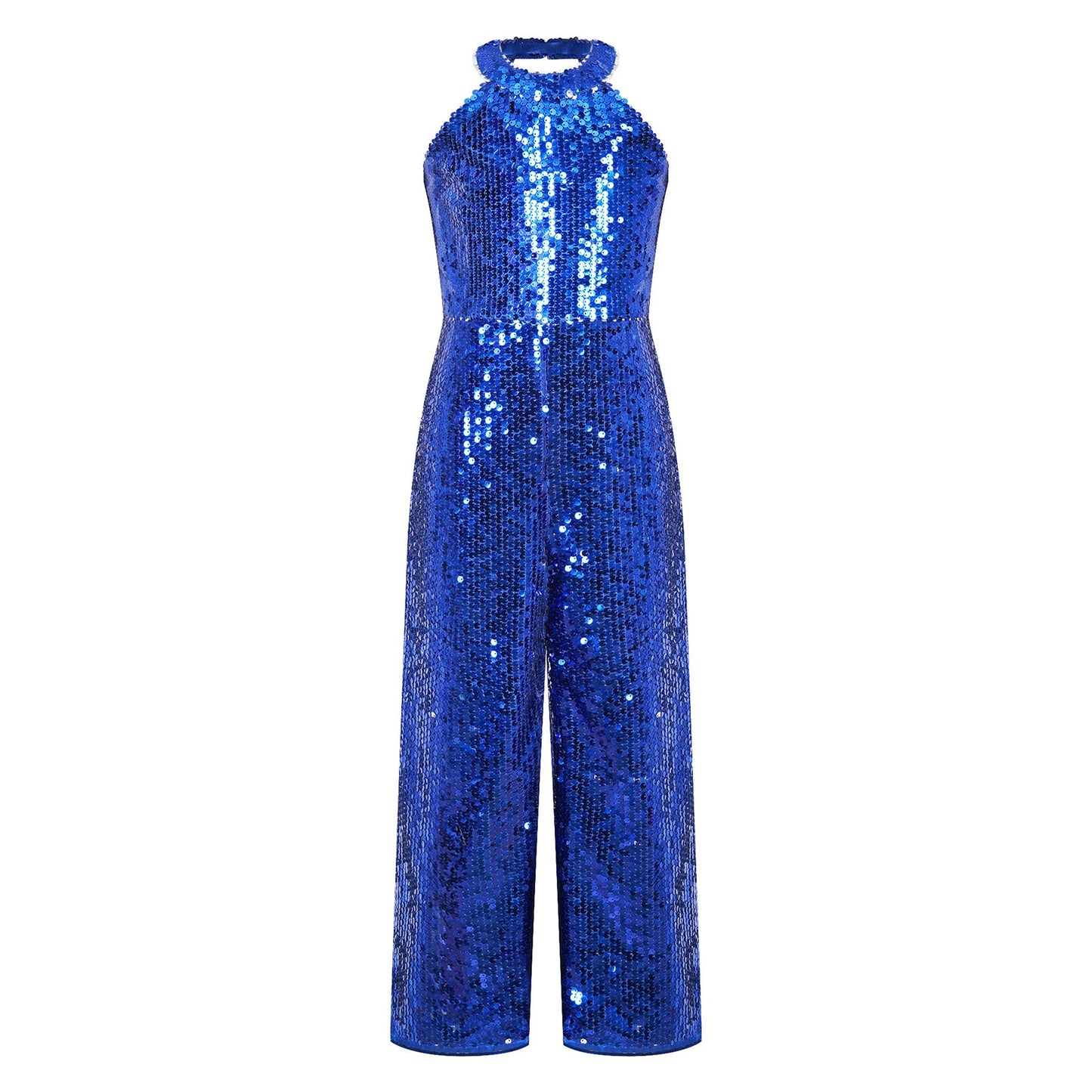 Girls Dance Sequin Sleeveless Halter Jumpsuit (Age 6-14YRS)