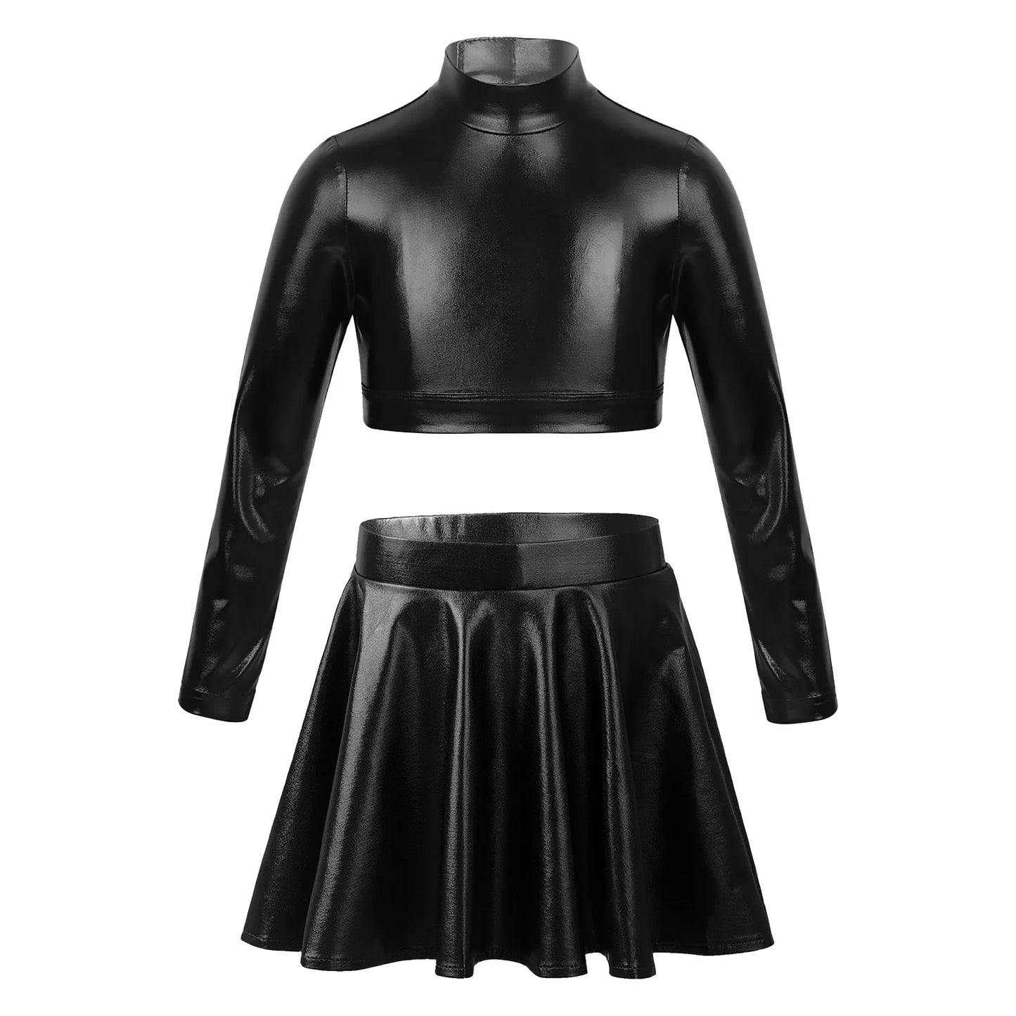 Girls Metallic Sleeveless Top & Flared Pleated A-Line Mini Skirt Set (Age 6-14YRS)