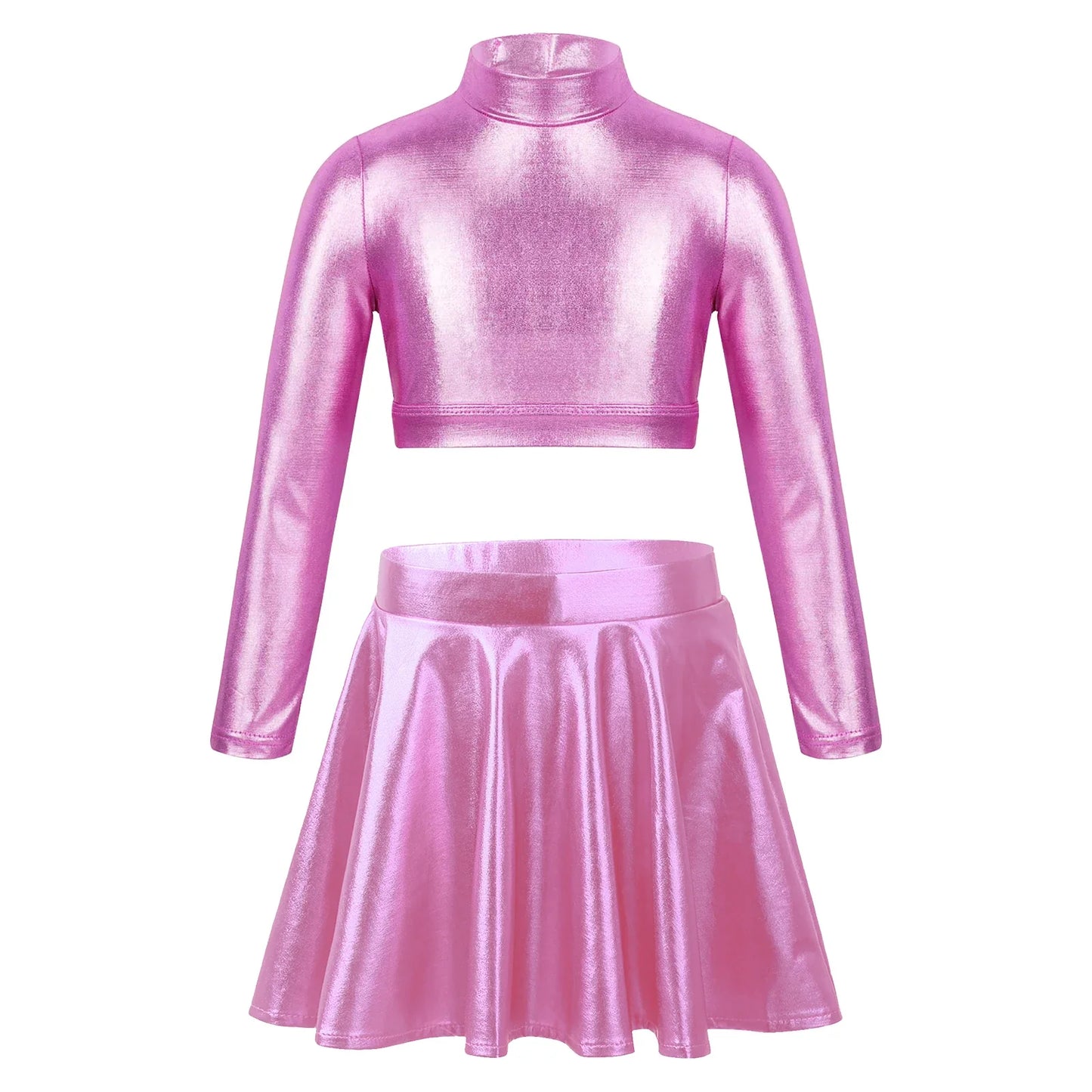 Girls Metallic Sleeveless Top & Flared Pleated A-Line Mini Skirt Set (Age 6-14YRS)