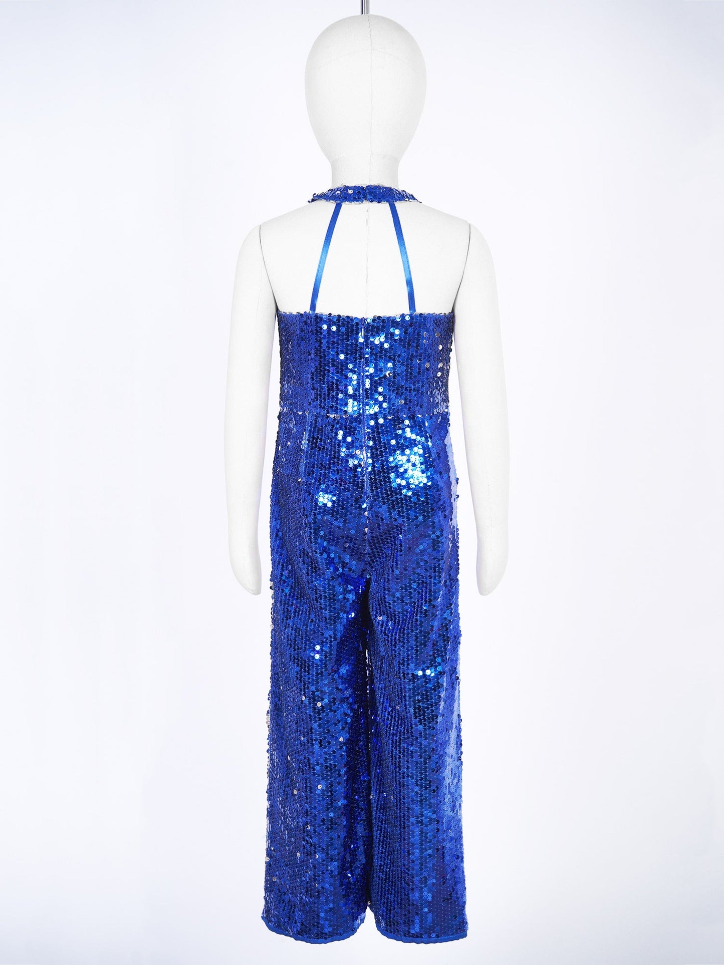 Girls Dance Sequin Sleeveless Halter Jumpsuit (Age 6-14YRS)