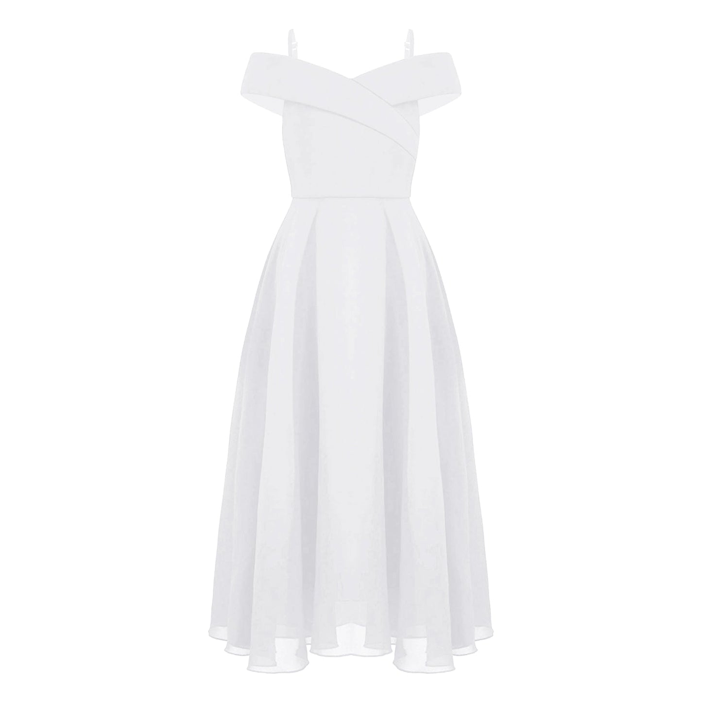 Girls Chiffon Off-the-Shoulder A-Line Maxi Dress (Age 4-16YRS)