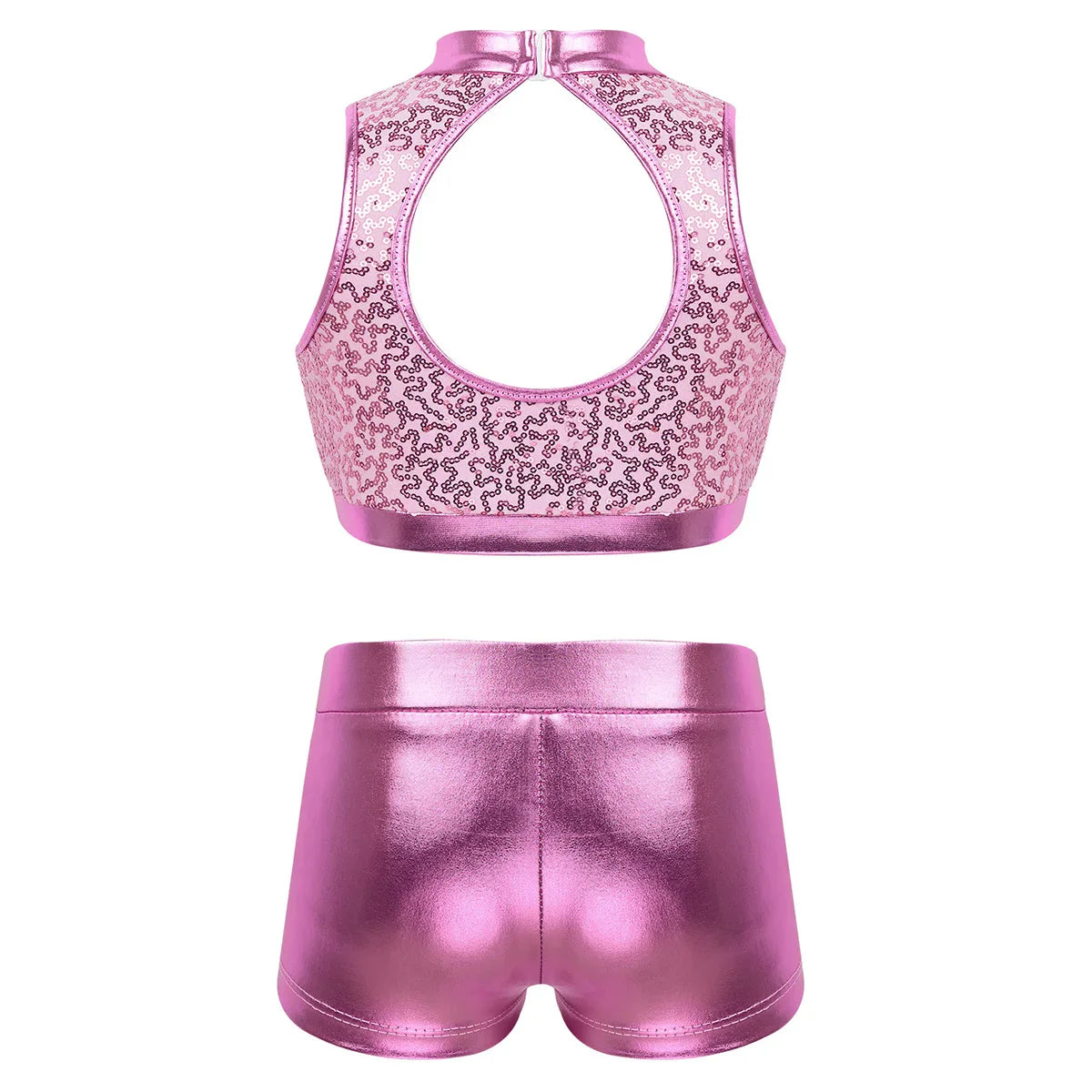 Girls Dance Costume Sequin Crop Top & Shorts Set (Age 6-12 YRS)