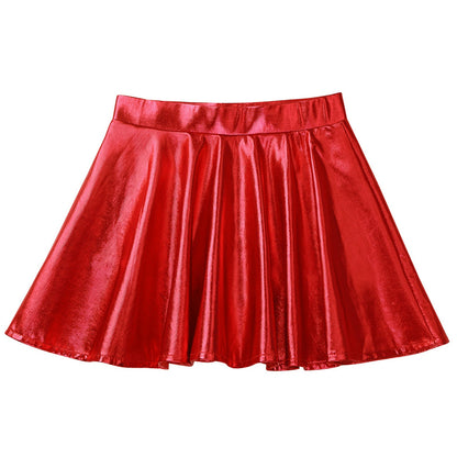 Girls Metallic Flared Pleated A-Line Mini Skater Skirt (Age 6-14 YRS)