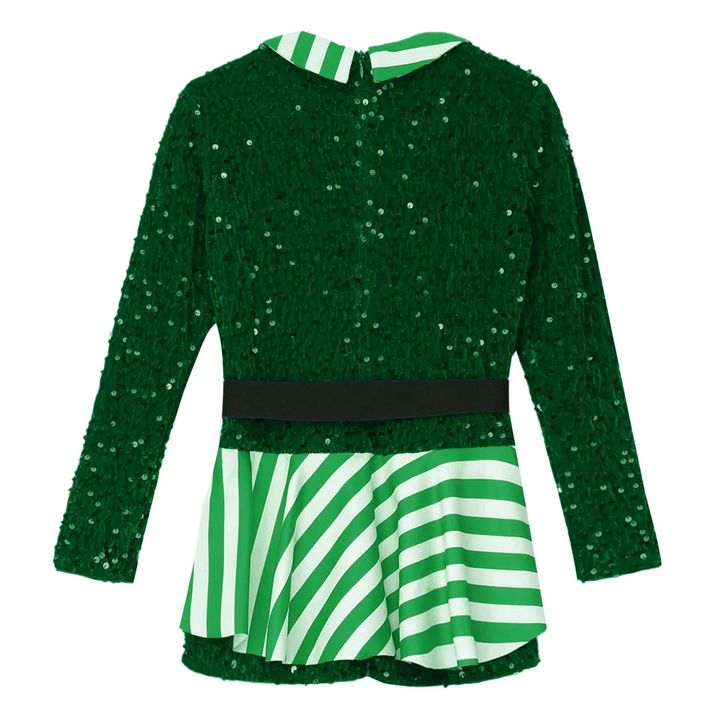 Girls Christmas Candy Cane Long Sleeve Sequin Stripe Costume (Age 6-16 YRS)