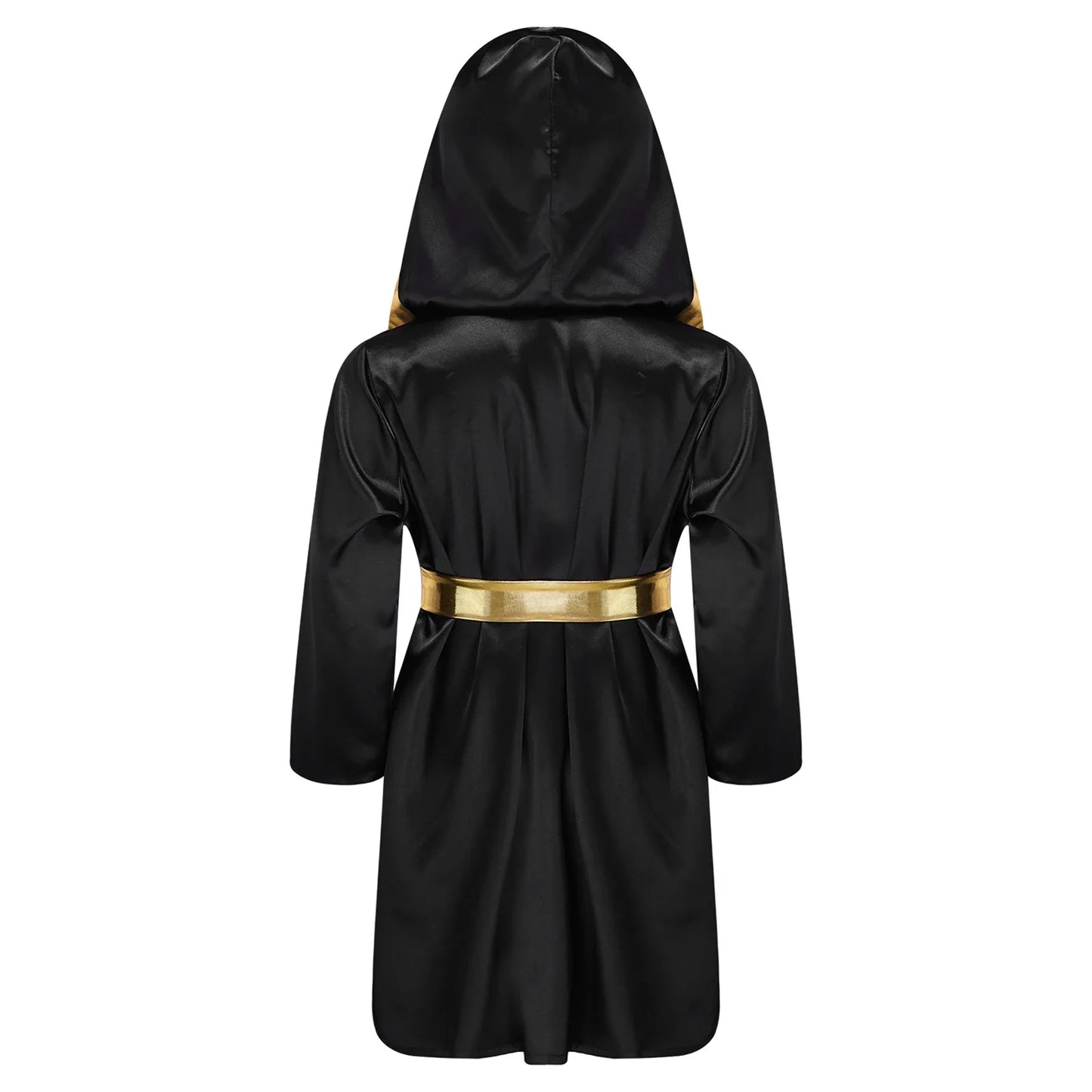 Boys Boxing Robe Costume Long Sleeve Hooded Cloak (Age 6-16YRS)