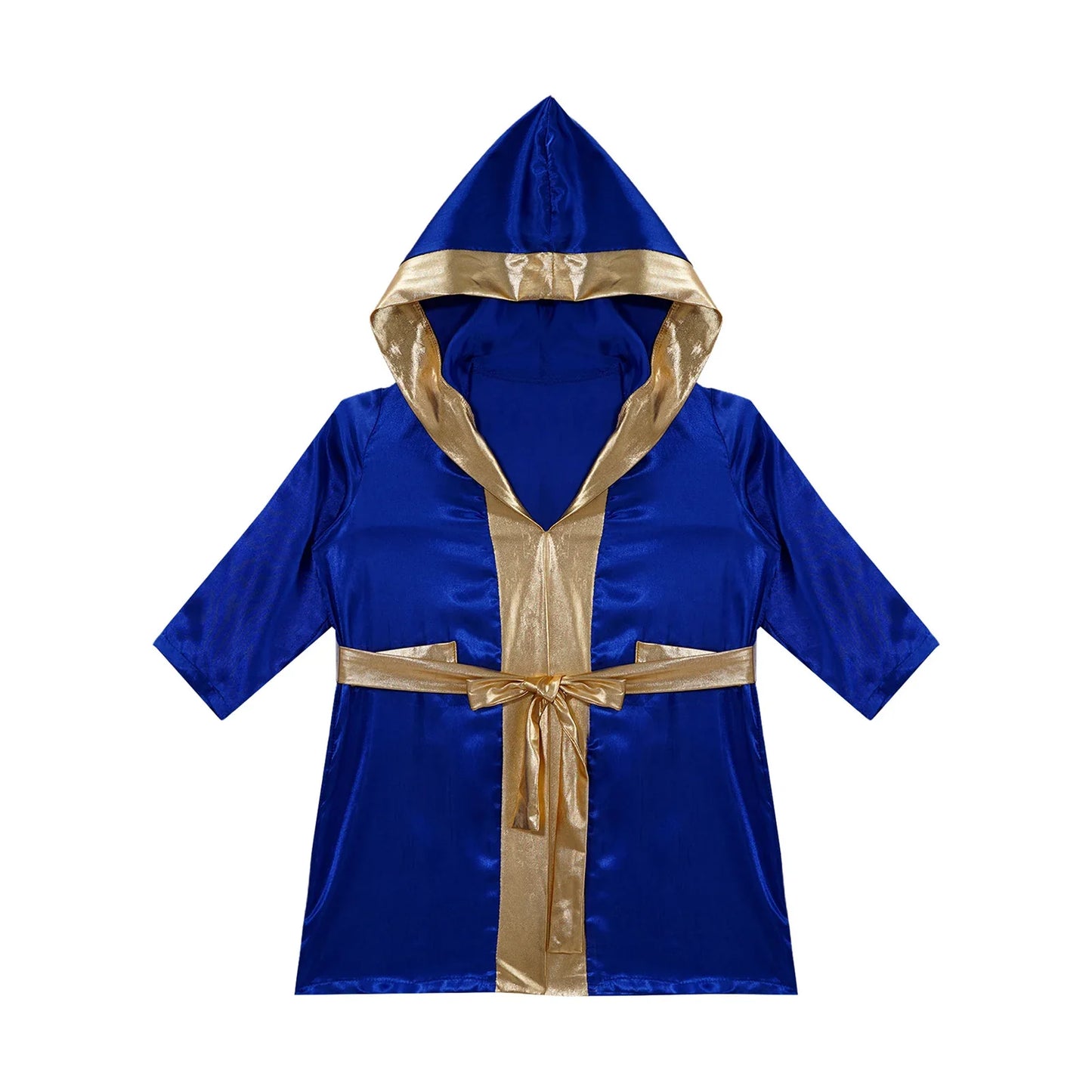 Boys Boxing Robe Costume Long Sleeve Hooded Cloak (Age 6-16YRS)