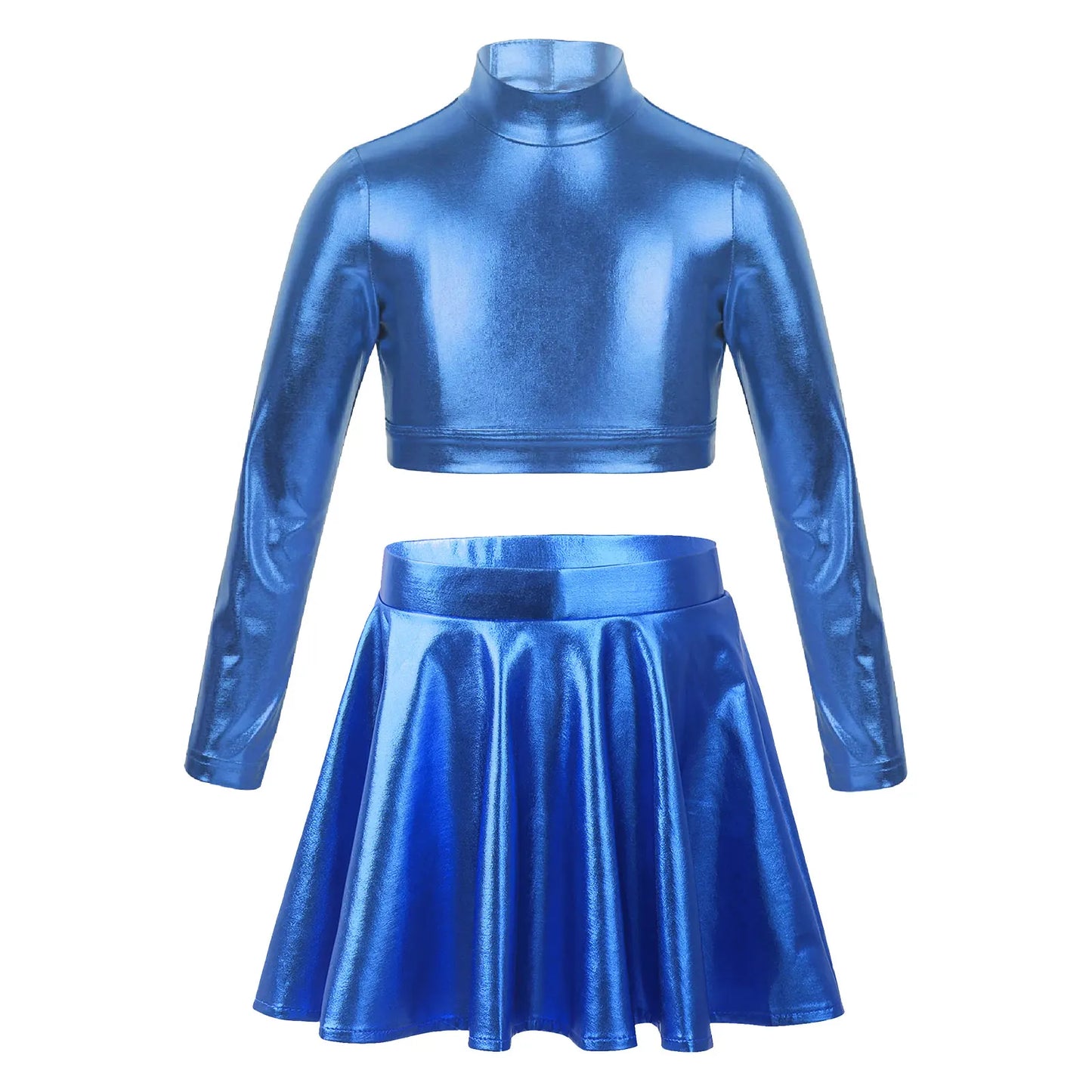 Girls Metallic Sleeveless Top & Flared Pleated A-Line Mini Skirt Set (Age 6-14YRS)