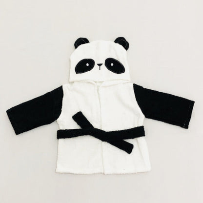 Baby Hooded Bathrobe (Age Newborn - 18M) 0-18M Black White Panda