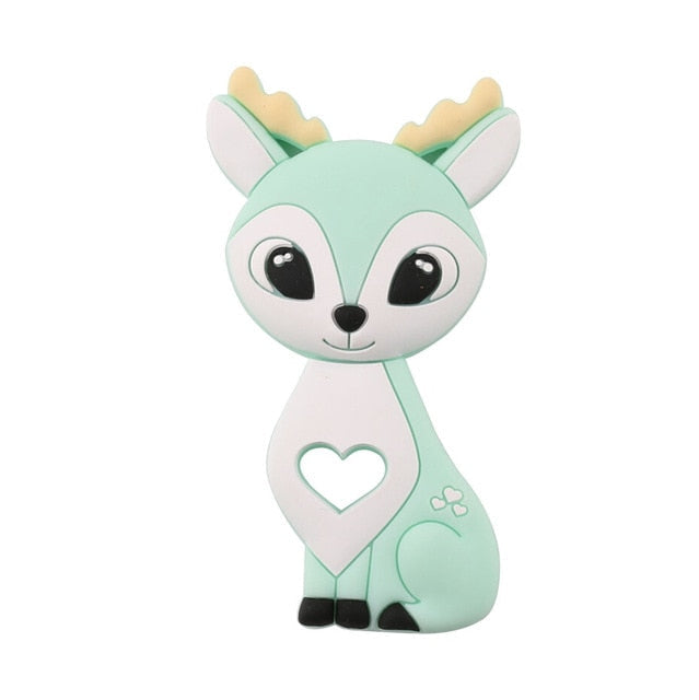 Baby Food Grade Silicone Animal Teething Toy Mint Elk