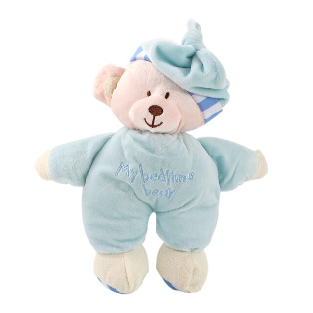 Baby Plush Rattle Stuffed Toy 30cm blue bear Blue