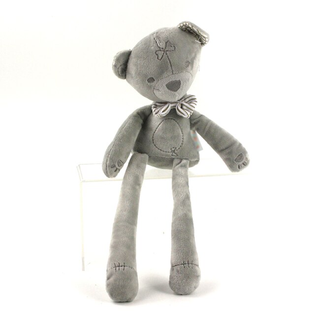 Baby Plush Rattle Stuffed Toy 40cm grey bow Grey