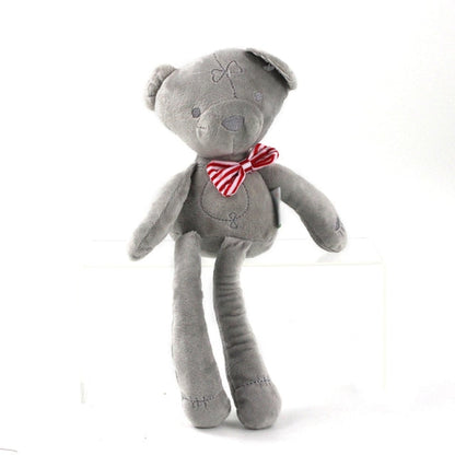 Baby Plush Rattle Stuffed Toy 40cm bear red bow Grey