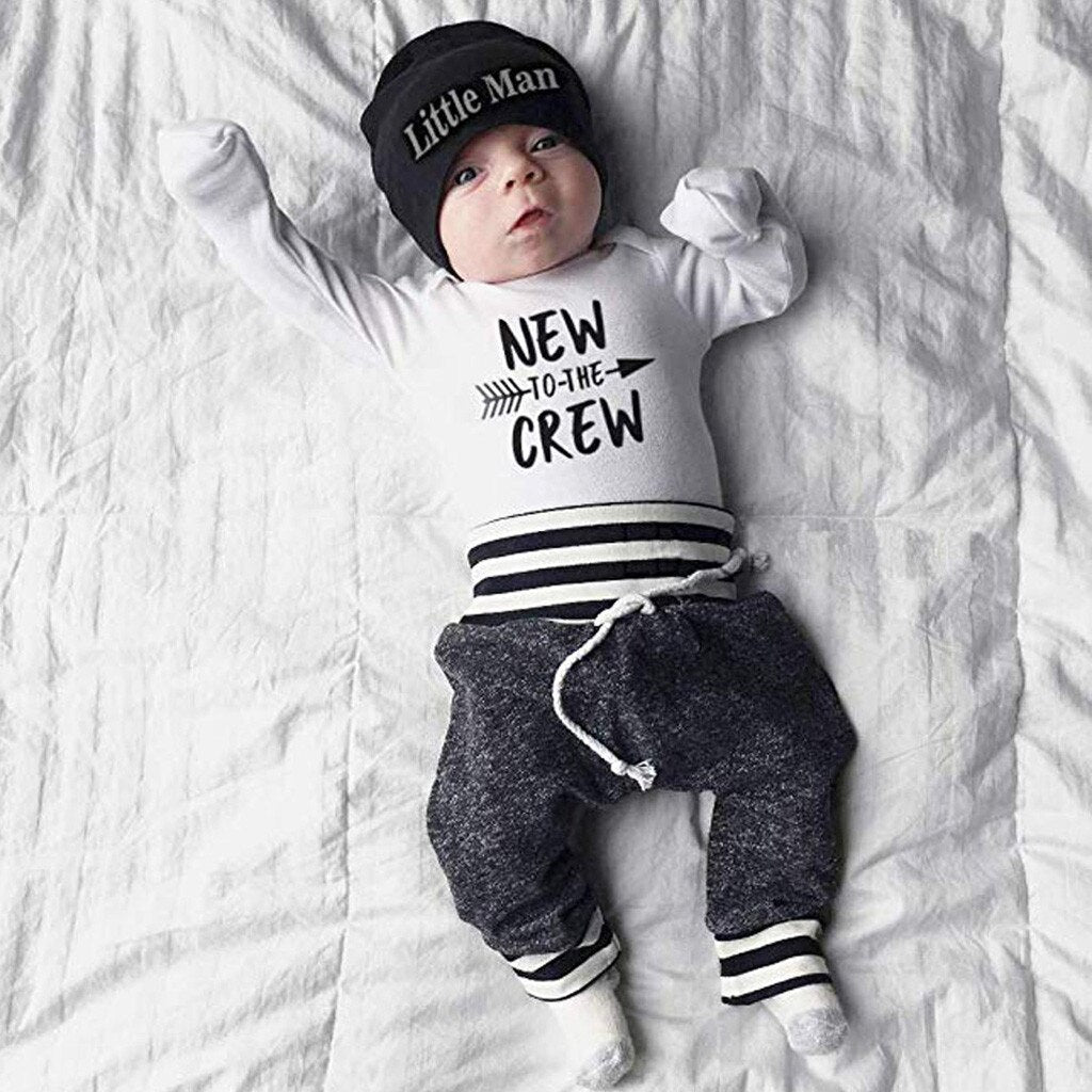 Baby Boys Bodysuit Trousers & Hat Set (Age Newborn - 18M)