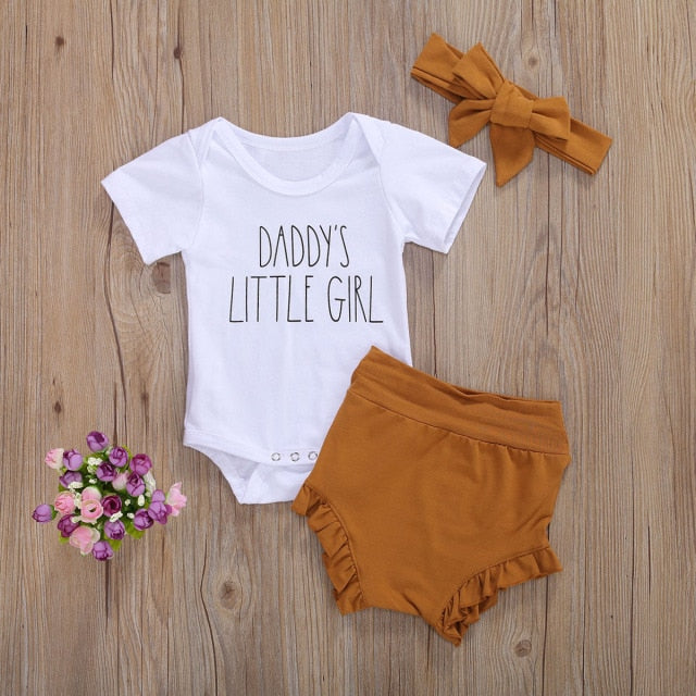 Baby Girls Bodysuit Brown Shorts & Headband Set (Age 6m-24m) Brown