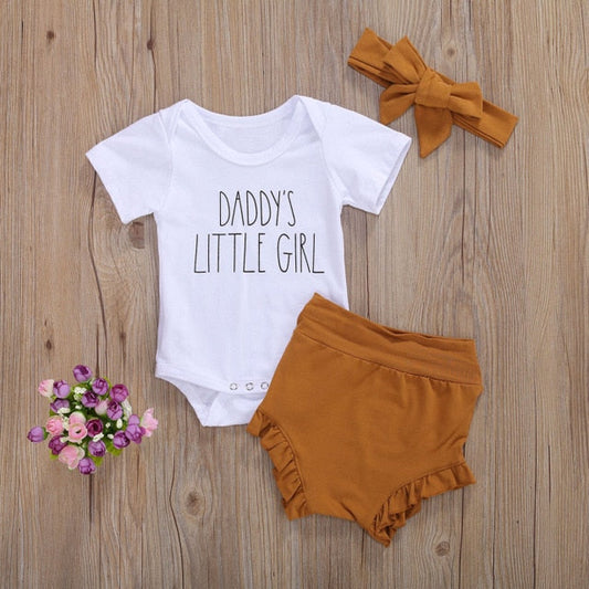 Baby Girls Bodysuit Brown Shorts & Headband Set (Age 6m-24m) Brown