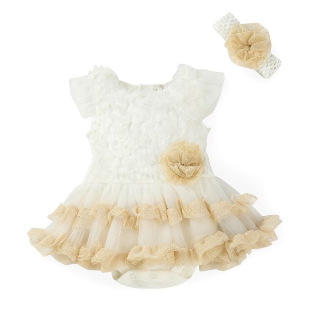 Baby Girls Ruffle Tutu Romper Dress (Age 3m-18m) White
