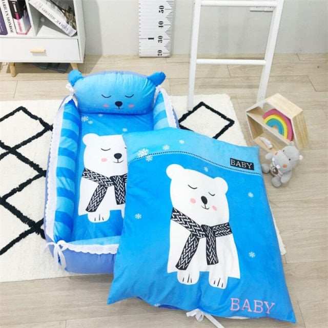 Baby Portable Crib Travel Bed - With Pillow Multi 8