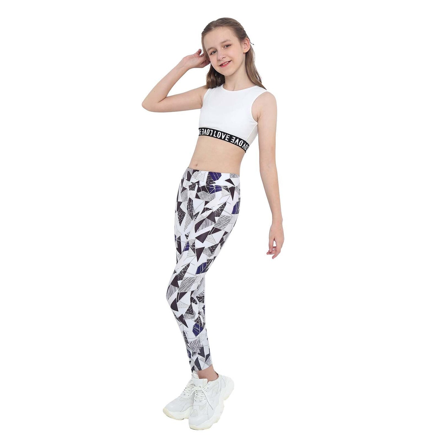 Girls Tank Top & Printed Legging Set (Age 4-16yrs) White