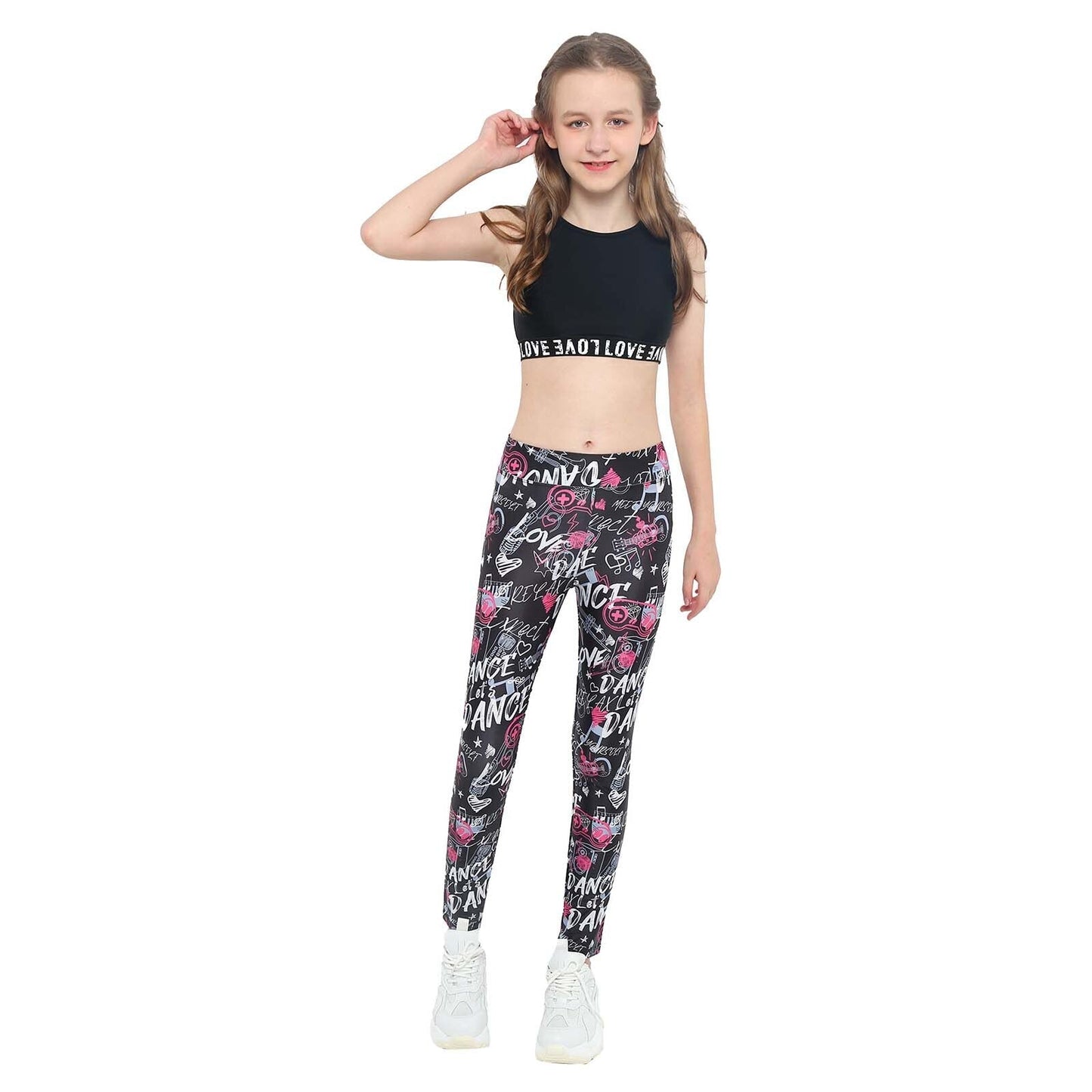 Girls Tank Top & Printed Legging Set (Age 4-16yrs) Black
